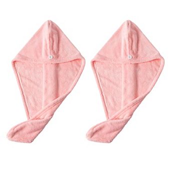 2 Pack Solid Hair Drying Towel Turban Absorbent Soft Quick Dry Hair Wrap