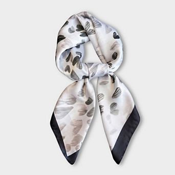 Women's Satin Heart Print Square Scarf Lightweight Soft Fashion Accessory