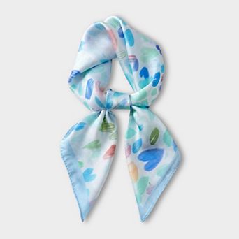 Women's Satin Heart Print Square Scarf Lightweight Soft Fashion Accessory