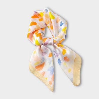 Women's Satin Heart Print Square Scarf Lightweight Soft Fashion Accessory