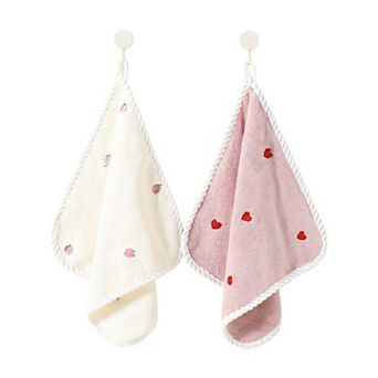 2 Pack Hanging Kitchen Hand Towels Soft Absorbent Reusable Dish Drying Towels with Loop