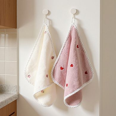 2 Pack Hanging Kitchen Hand Towels Soft Absorbent Reusable Dish Drying Towels with Loop