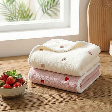 2 Pack Hanging Kitchen Hand Towels Soft Absorbent Reusable Dish Drying Towels with Loop