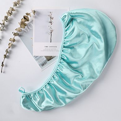 Soft Double Layer Hair Drying Cap with Secure Button Loop Closure