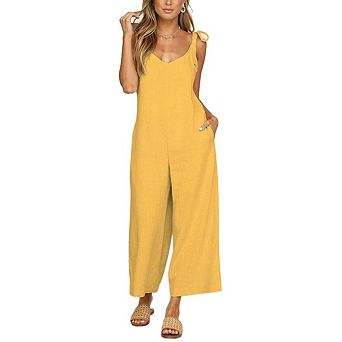Womens Casual Loose Jumpsuits Boho Wide Leg Rompers Sleeveless Overalls