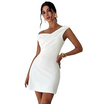 Women One Shoulder Bodycon Mini Dress Sleeveless Short Club Party Dresses