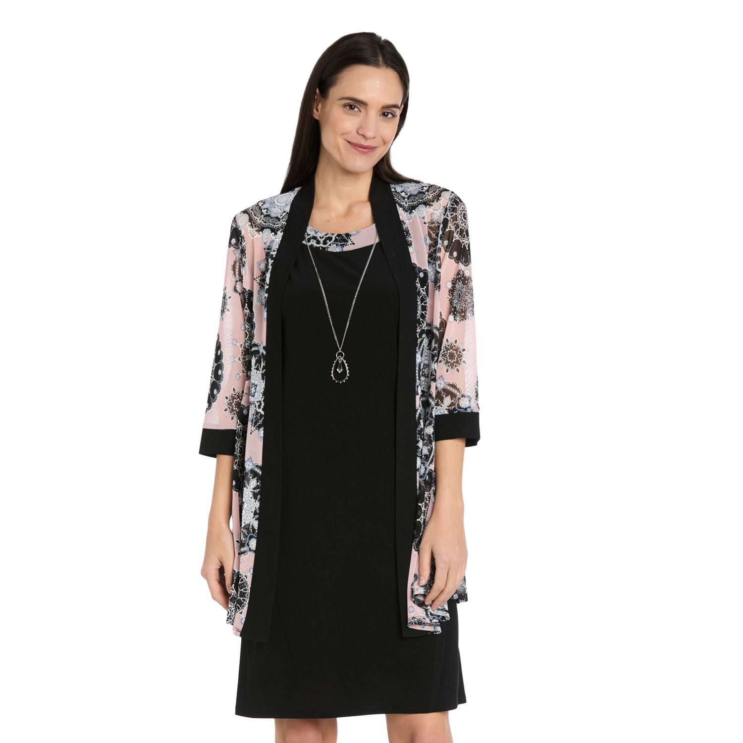 Женские платья R&M Richards Petite R&M Richards 2 pc Printed Mesh Jacket Dress