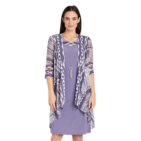 Женские платья R&M Petite R&M Richards 2 pc Printed Flyaway Jacket Dress