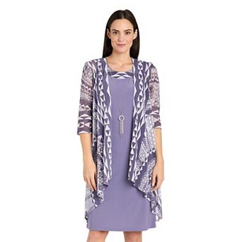 Petite R&M Richards 2 pc Printed Flyaway Jacket Dress