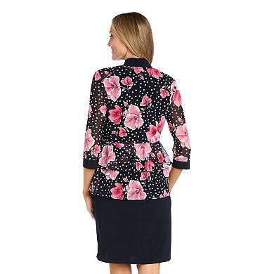 Petite R&M Richards 2-Piece Floral & Dot Mesh Jacket Dress