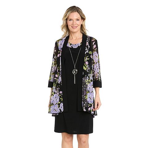 Женские платья R&M Petite R&M Richards 2 pc Floral Puff Print Jacket Dress