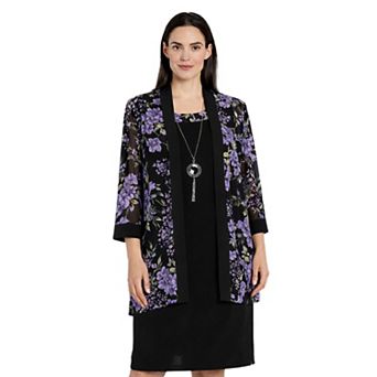 Petite R&M Richards 2 pc Floral Puff Print Jacket Dress