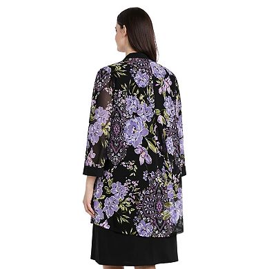 Petite R&M Richards 2-Piece Floral Puff Print Jacket Dress