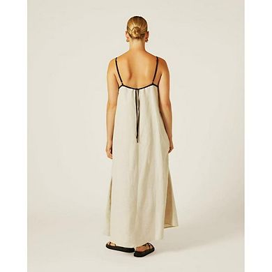 Women's Loose Flowy Sundress Contrast Spaghetti Strap Sleeveless Backless Beach Maxi Long Dresses