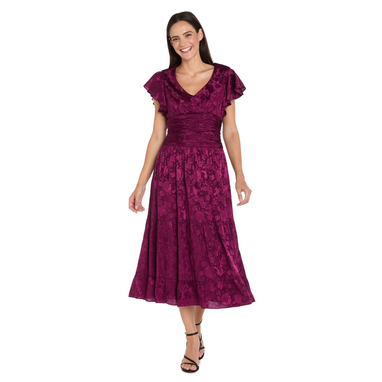 Женские платья R&M Richards Petite R&M Richards Floral Jacquard V-Neck Dress