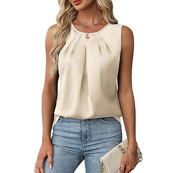Womens Tank Tops Business Casual Outfits Satin Blouse Dressy Work ShirtsClothes