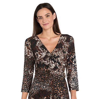 Petite R&M Richards V-Neck Animal Printed Dress