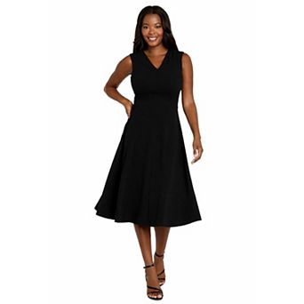 Petite R&M Richards V-Neck Fit & Flare Midi Dress