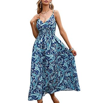 Women's Maxi Dress Floral Casual Boho Beach Flowy Sundress