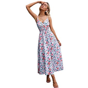 Women's Maxi Dress Floral Casual Boho Beach Flowy Sundress