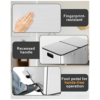 2 X 8 Gallon Step Trash Can,2 x 30l Double Kitchen Trash Can with Soft-Close Lid