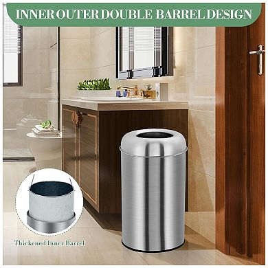 18.5 Gallon Heavy-Duty Kitchen Trash Can, Brushed Stainless Steel Waste Bin