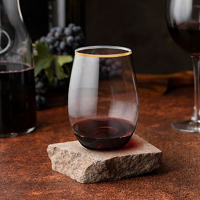 16 oz Elegant Stemless Plastic Wine Glasses - 64 pcs