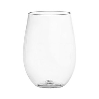 16 oz Elegant Stemless Plastic Wine Glasses - 64 pc