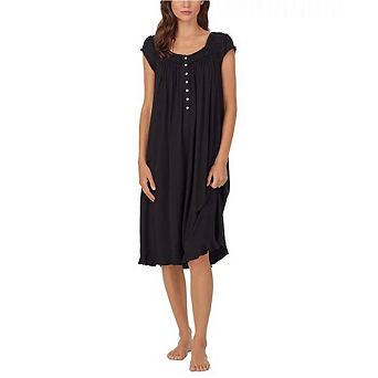 Women Nightgowns Short Sleeve Sleepshirt Button Sleep Dress