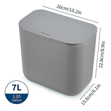 1.8 Gallon Hanging Trash Can with Stainless Steel Lid, Under Sink Compost Bin