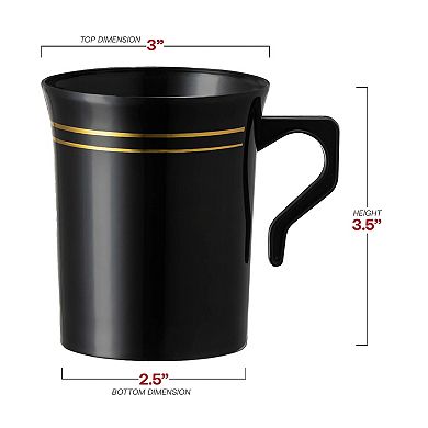 8 oz Edge Rim Round Plastic Coffee Mugs 120 pcs