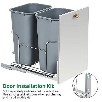 2×25 QT Dual Pull Out Trash Can Under Cabinet,Garbage Waste Recyling Bin with Full Extension Slides