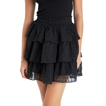 Women Boho Ruffle Mini Skirt Casual High Waist Tiered Skorts