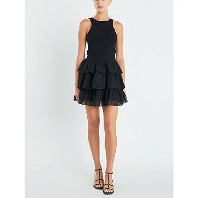 Women Boho Ruffle Mini Skirt Casual High Waist Tiered Skorts