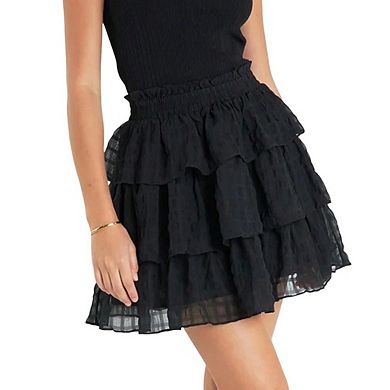 Women Boho Ruffle Mini Skirt Casual High Waist Tiered Skorts