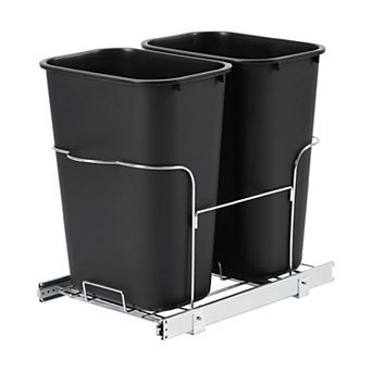 Double Pullout Trash Can for Kitchen Cabinets, 2 x 25-qt Garbage Recycling Bin