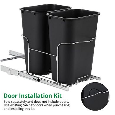 Double Pullout Trash Can for Kitchen Cabinets, 2 x 25 Qt Garbage Recycling Bin