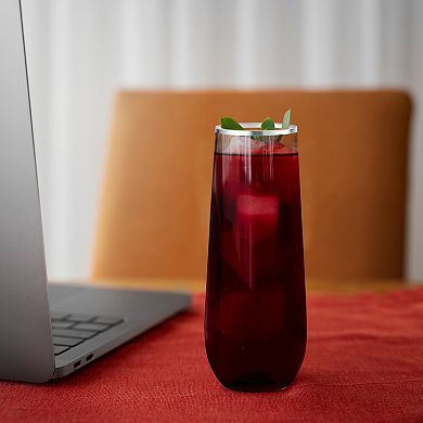 9 oz Elegant Stemless Plastic Wine Glasses - 64 pcs