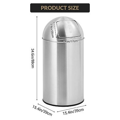 18 gal/70 L Round Commercial Waste Can with Removable Swing-Top Lid Heavy Duty Waste Bin