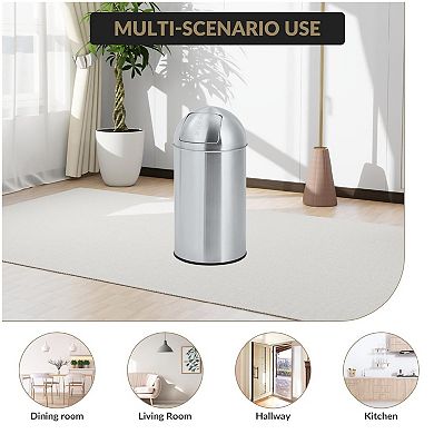 18 gal/70 L Round Commercial Waste Can with Removable Swing-Top Lid Heavy Duty Waste Bin