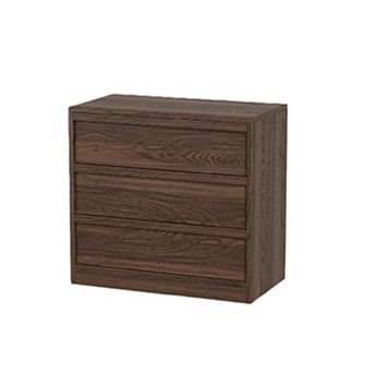 3 Drawer Dresser for Bedroom, Walnut Nightstand 3 Chest of Drawers with Large Storage