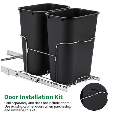 2x35 QT Double Bin Pullout Trash Can for Under Kitchen Cabinet, Space-Saving Garbage Recycling Bin