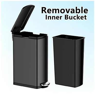 30 L Kitchen Step Trash Can, 8 Gallon Narrow Stainless Steel Waste Bin with Soft-Close Lid