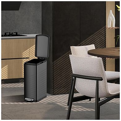 30 L Kitchen Step Trash Can, 8 Gallon Narrow Stainless Steel Waste Bin with Soft-Close Lid