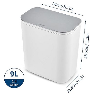 2.4 Gallon Hanging Trash Can with Stainless Steel Lid, Under Sink Compost Bin