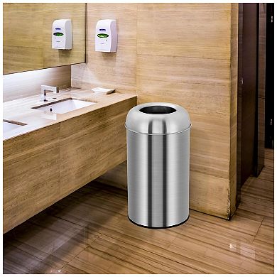 13 Gal/50 L Large Trash Can with Open Top, Outdoor Stainless Steel Garbage Can
