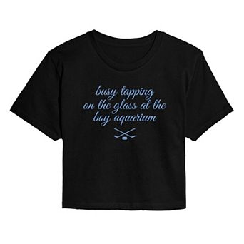 Juniors' Busy Tapping On The Glass At The Boy Aquarium Hockey Cropped Tee