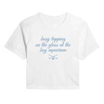Juniors' Busy Tapping On The Glass At The Boy Aquarium Hockey Cropped Tee