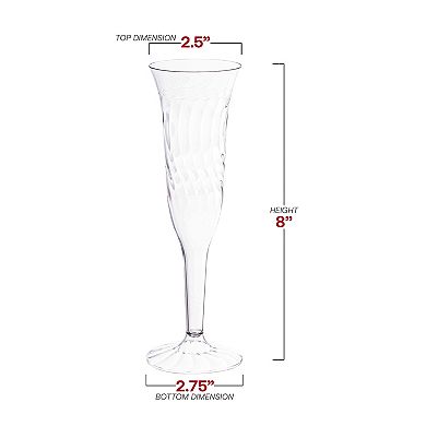 5 oz Clear Plastic Champagne Flutes - 96 pcs
