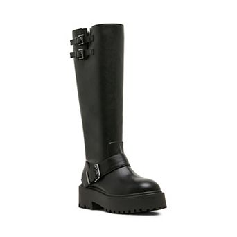 madden girl Romantic Women's Buckle Detail Knee-High Boots